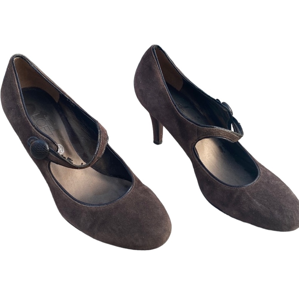 Ann Taylor Loft Chocolate Brown Button Heels